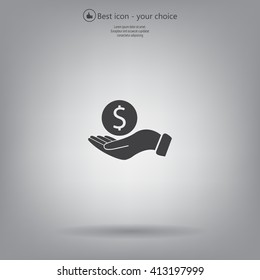 Dollar with hand icon