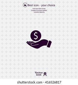 Dollar with hand icon