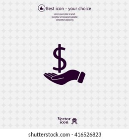 Dollar with hand icon
