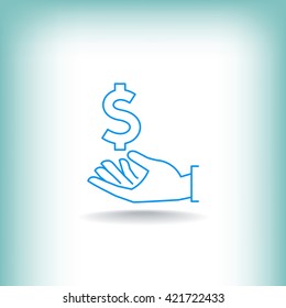 Dollar in hand icon