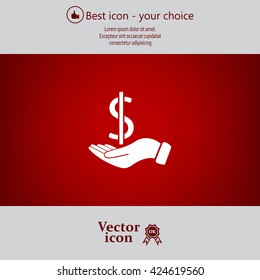 Dollar with hand icon