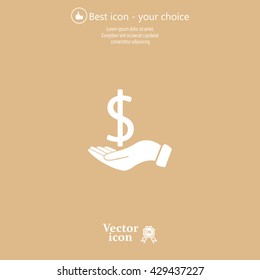 Dollar with hand icon
