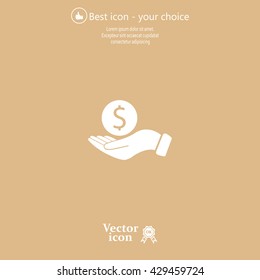 Dollar with hand icon