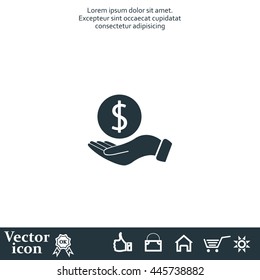 Dollar with hand icon