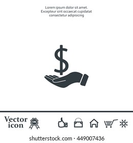 Dollar with hand icon