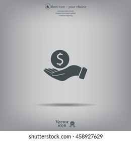 Dollar with hand icon