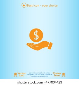Dollar with hand icon