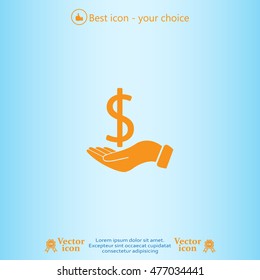 Dollar with hand icon