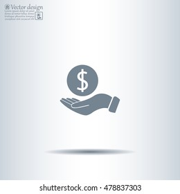 Dollar with hand icon