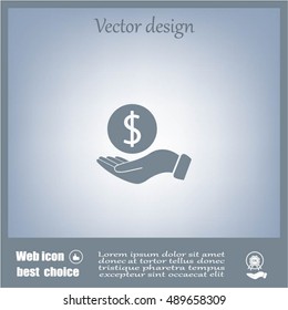 Dollar with hand icon