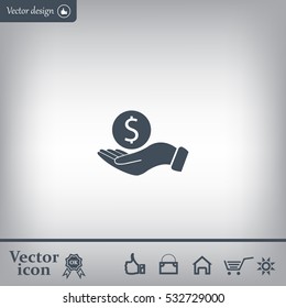Dollar with hand icon