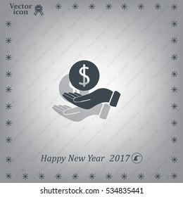 Dollar with hand icon