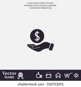 Dollar with hand icon