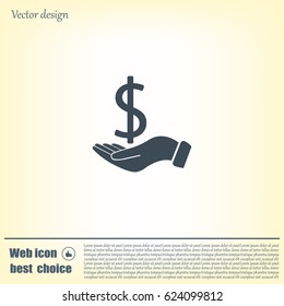 Dollar with hand icon