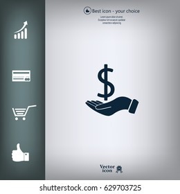 Dollar with hand icon