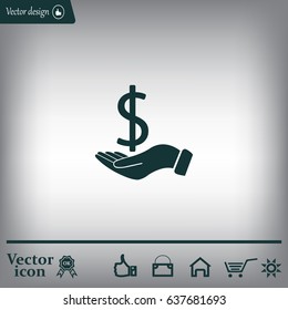 Dollar with hand icon