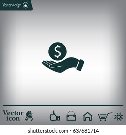 Dollar with hand icon