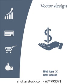 Dollar with hand icon