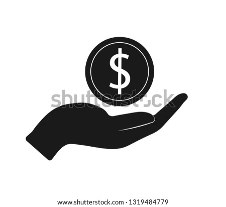 Dollar in hand icon. Financial icon.