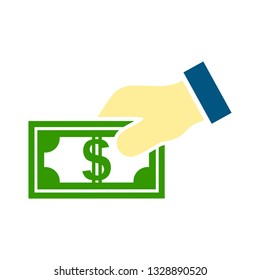 dollar in hand icon. financial investment concept