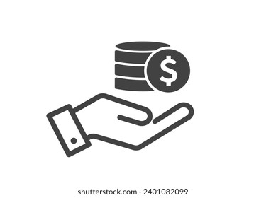 Dollar in hand icon isolated on white background. Save money icon. Vector illustration.