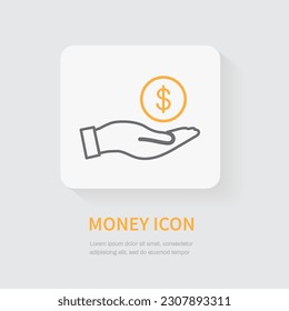 Dollar in hand icon. money icon. Vector illustration.