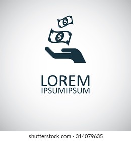 dollar hand icon, on white background