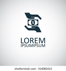dollar hand icon, on white background
