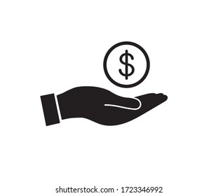 Dollar in hand icon. Save money icon. Vector illustration.
