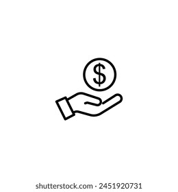 Dollar in hand icon. Save money icon. Vector illustration.