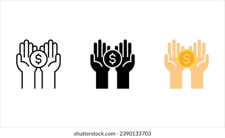 Dollar in hand icon set. Save money icon set. vector illustration on white background