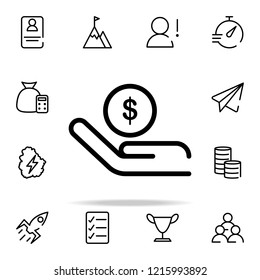 dollar hand icon. startups icons universal set for web and mobile on white background