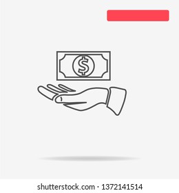 Dollar and hand icon. Vector concept illustration for design.