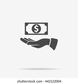 Dollar and hand icon. Vector concept illustration for design.