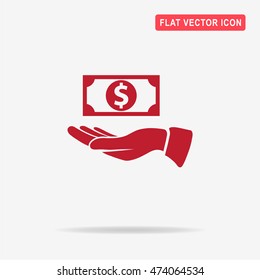 Dollar and hand icon. Vector concept illustration for design.