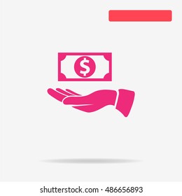 Dollar and hand icon. Vector concept illustration for design.