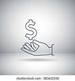 dollar in hand icon. vector design