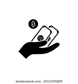 Dollar in Hand icon vector. Finance icons. Business Icons, Save money Icon signs