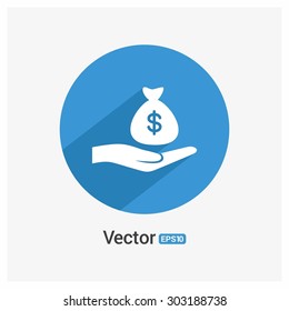 Dollar in hand icon - Vector Illustration