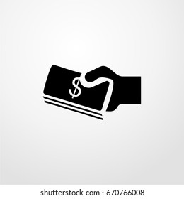 dollar in hand icon. vector sign symbol on white background