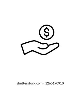 dollar hand line simple icon