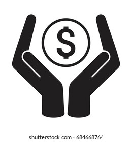 dollar in hand Protection vector icon