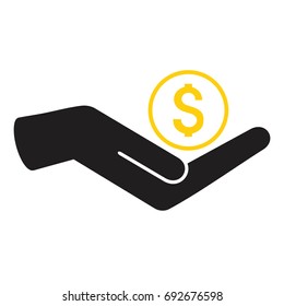 dollar in hand vector icon