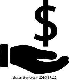 Dólar en icono vector de mano. Símbolo de dinero simple ilustración aislada.