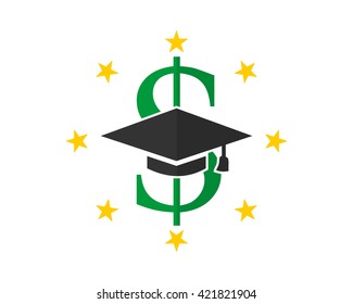 dollar hat graduate square academic cap image icon logo vector