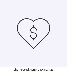Dollar with heart icon isolated on background. Money symbol modern, simple, vector, icon for website design, mobile app, ui. Vector Illustration