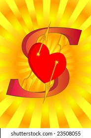 dollar with heart on abstract background