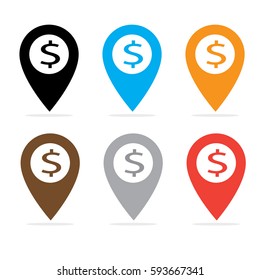 dollar is here icon on white background. dollar is here sign.