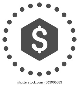 Dollar Hexagon vector icon. Style is flat circled symbol, gray color, rounded angles, white background.