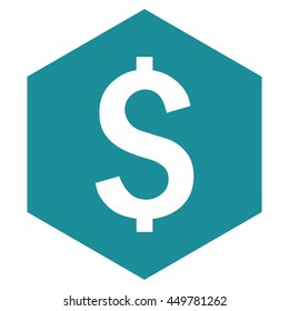 Dollar Hexagon vector icon. Style is flat symbol, soft blue color, white background.